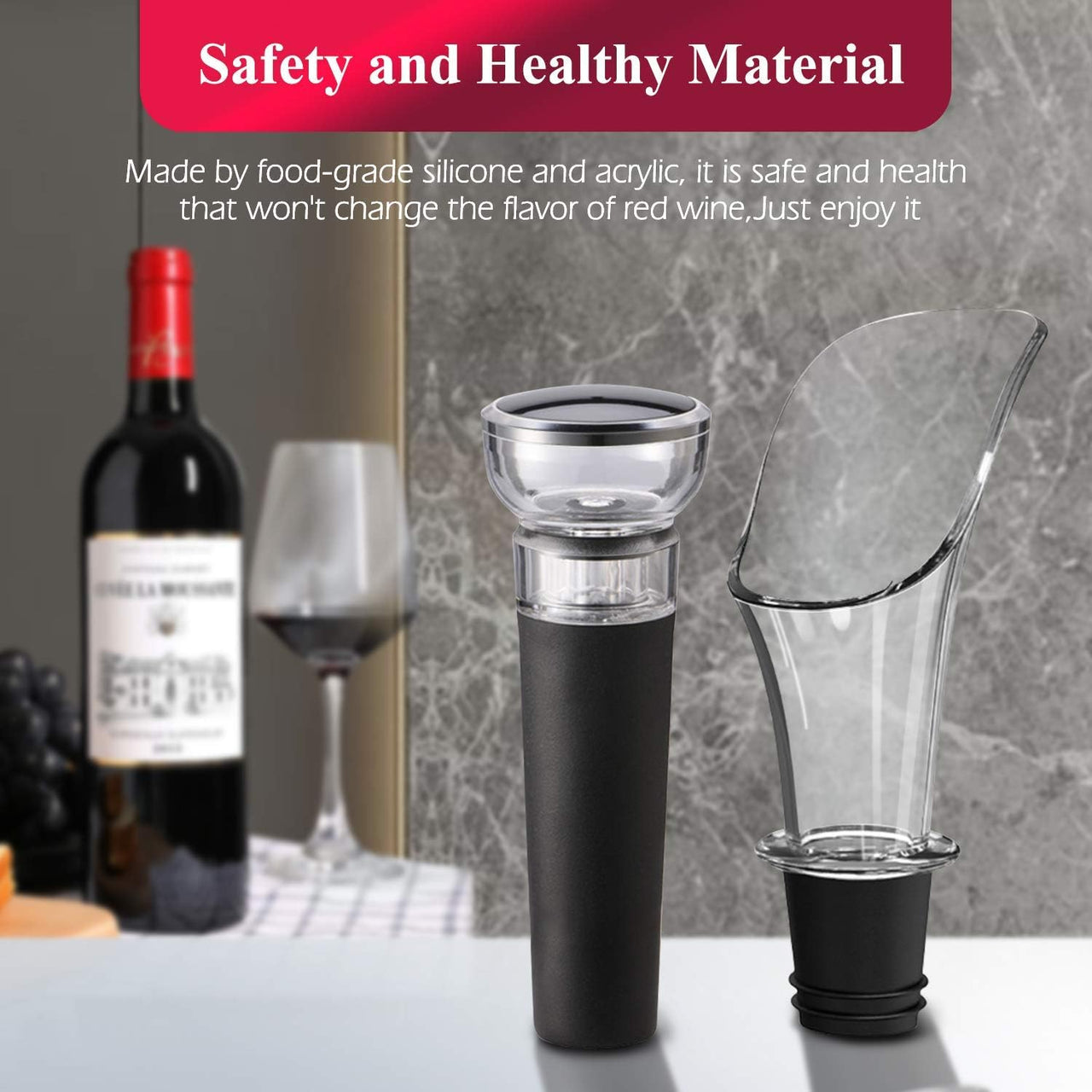 Wine Pourer and Vacuum Stopper,Half Price Clearance, Luxury Wine Pourer Pour Spout, Wine Pourers and Stoppers Corks for Red Wine Liquor Bottle, Drip-Free Pour Drop Stop Pouring Wine Gifts