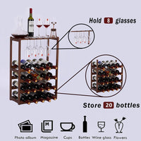 Thumbnail for Wine Rack Free Standing 20 Bottles with 8 Glasses Holder,Bamboo Wine Storage Shelf for Home Kitchen Pantry Wine Cellar Organizer Display Stand for Wine Lover