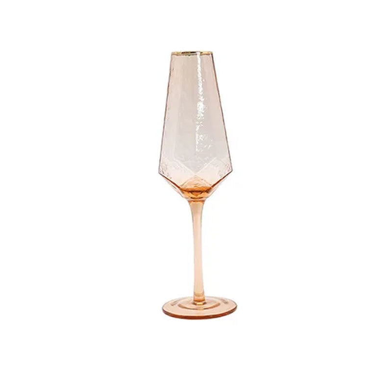 Glass Drinkware Geometric Wine Glass Cups Hammered Lead-Free Champagne Glass Gold Side Red Wine Goblet Glass Juice Water Glasses