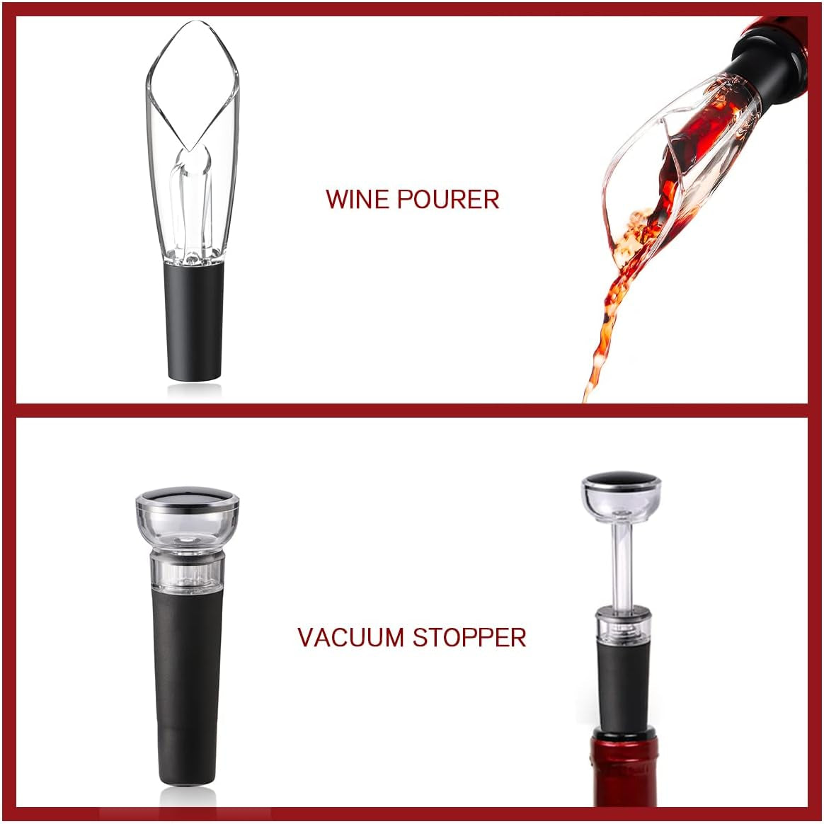 Wine Pourer and Stopper,Wine Aerator Pourer Spout,Liquor Bottle Pourers and Vacuum Wine Saver Pump Keep Fresh,Wine Pourer No Drip with Wine Aireators Pourer,Aerating Pourer with Decanter Spout (1)