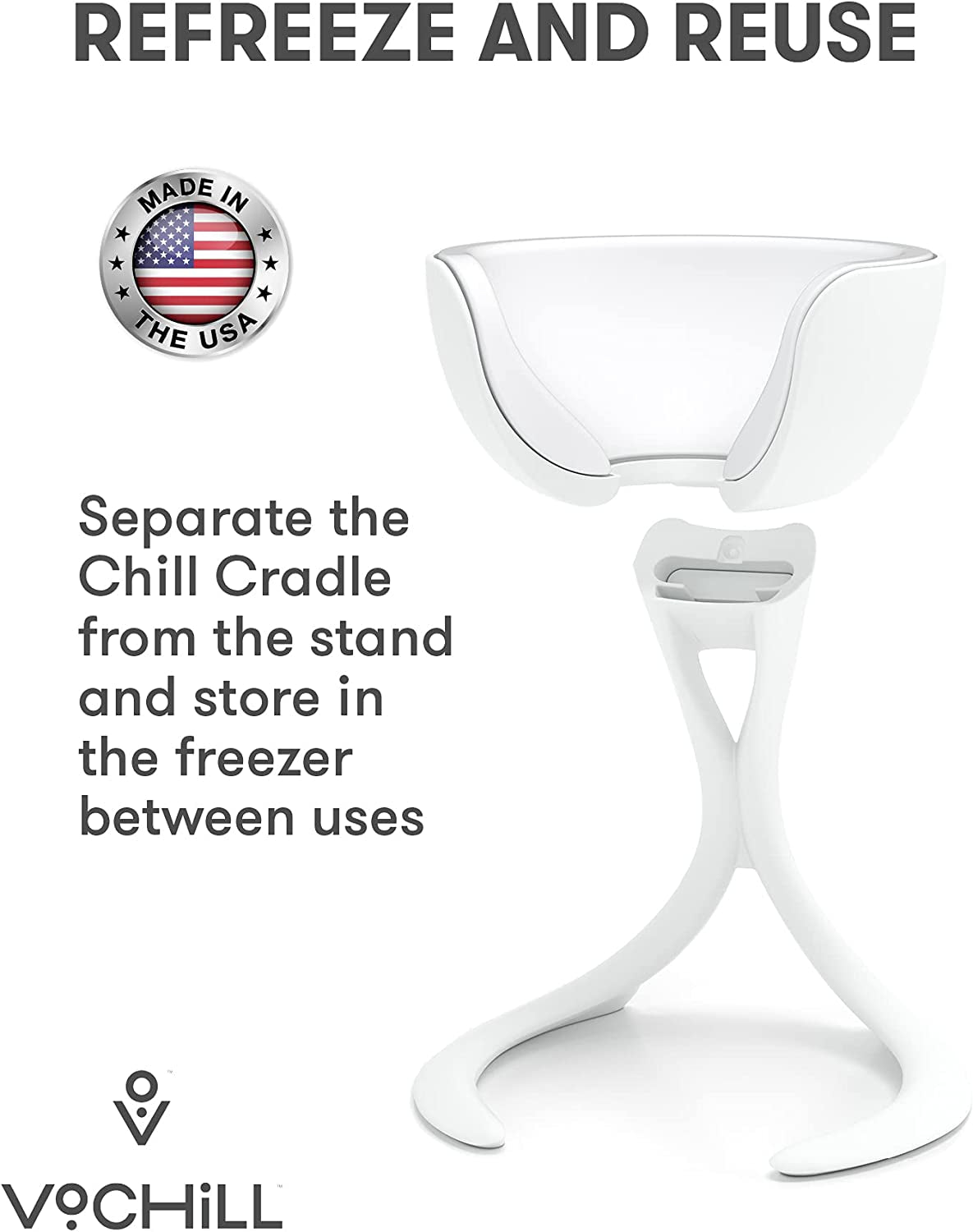 Stemmed Wine Glass Chiller | Keep the Chill without Giving up Your Glass | New Wine Accessory | Separable & Refreezable Chill Cradle | Actively Chills Stemware | Stone, Single