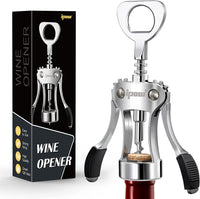 Thumbnail for Wine Opener, Zinc Alloy Wine Bottle Opener, Wing Corkscrew Heavy Duty, Manual Multifunctional Cork Screw for Waiter, Silver