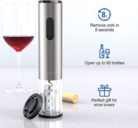 Thumbnail for Electric Wine Opener Rechargeable Battery Operated Wine Bottle Opener with Foil Cutter Automatic Wine Openers Electric Corkscrew Wine Opener for Wine Lovers, Stainless Steel