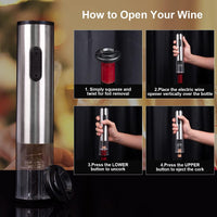 Thumbnail for Electric Wine Bottle Openers - Rechargeable Automatic Corkscrew Opener Puller , Electronic Wine Opener, Electric Corkscrew, Stainless Steel (Batteries Included)