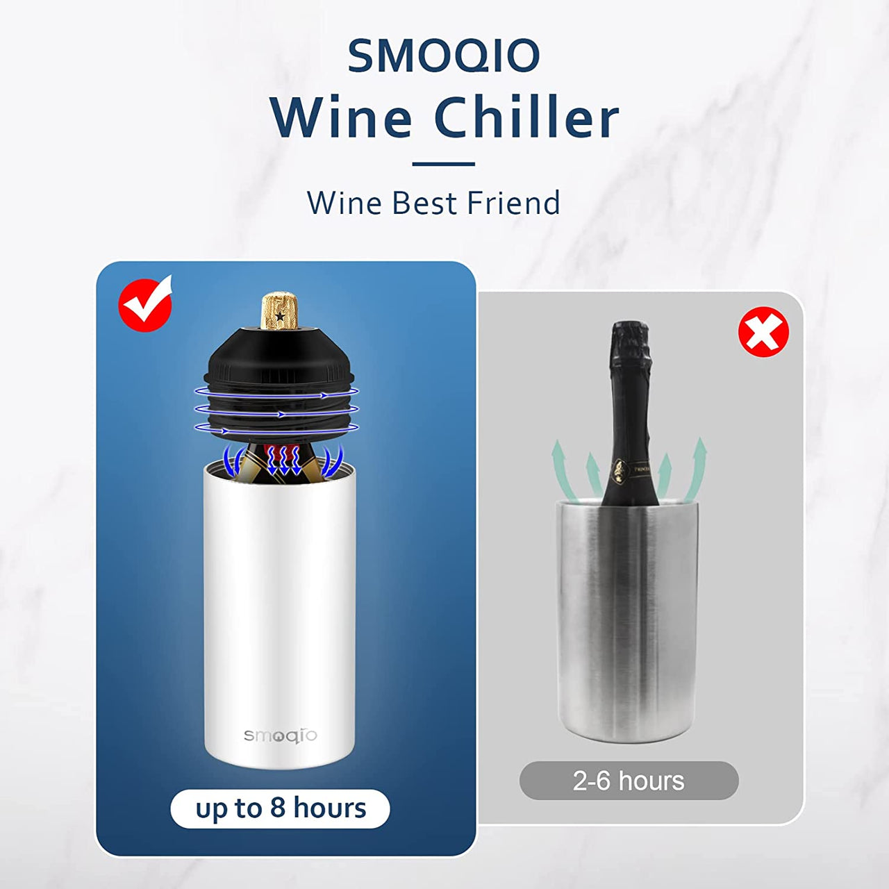 Wine Chiller, Wine Chiller Bucket with Adjustable Cover and Wine Saver Vacuum Pump, Double Walled and Vacuum Wine Bottle Chiller