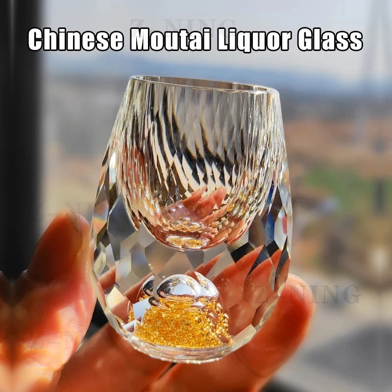 Crystal Glass Shochu Glass Vodka Glass Bar Bullet Glass Liqueur Shot Glass Double Bottom Gold Foil Glass Tea Cup Gold Wine Glass