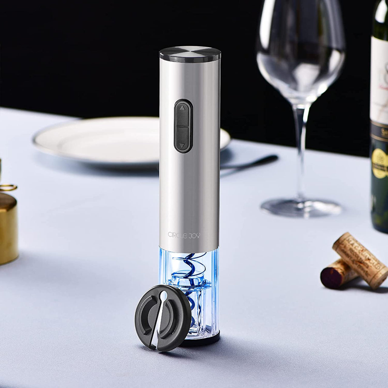 Electric Wine Opener Rechargeable Battery Operated Wine Bottle Opener with Foil Cutter Automatic Wine Openers Electric Corkscrew Wine Opener for Wine Lovers, Stainless Steel