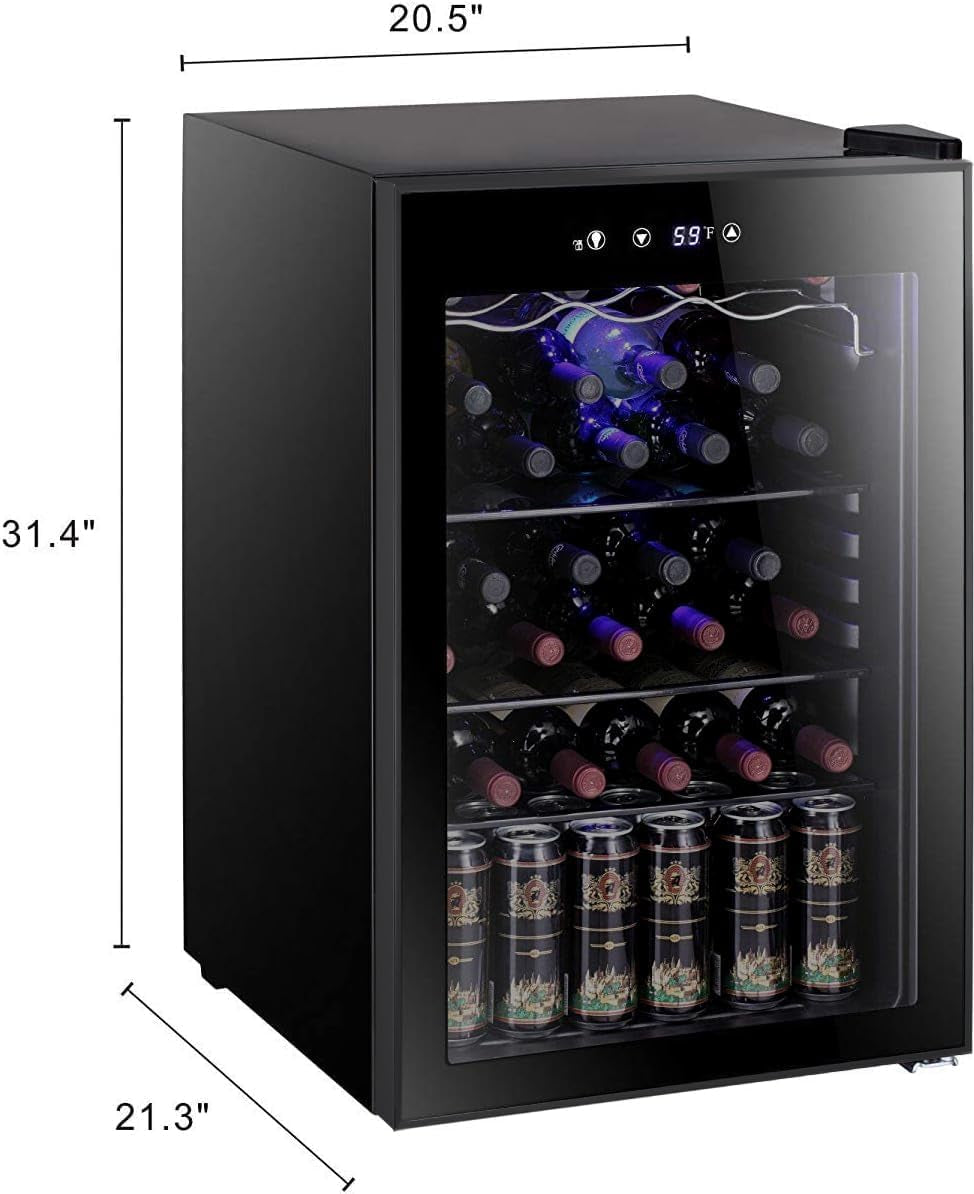 36 Bottle Wine Cooler/Cabinet Beveragerefrigerator Small Mini Wine Cellar Beer Soda Bar Fridge Quiet Operation Compressor Adjust Temperature Freestanding Black, 4.4 Cu. Ft