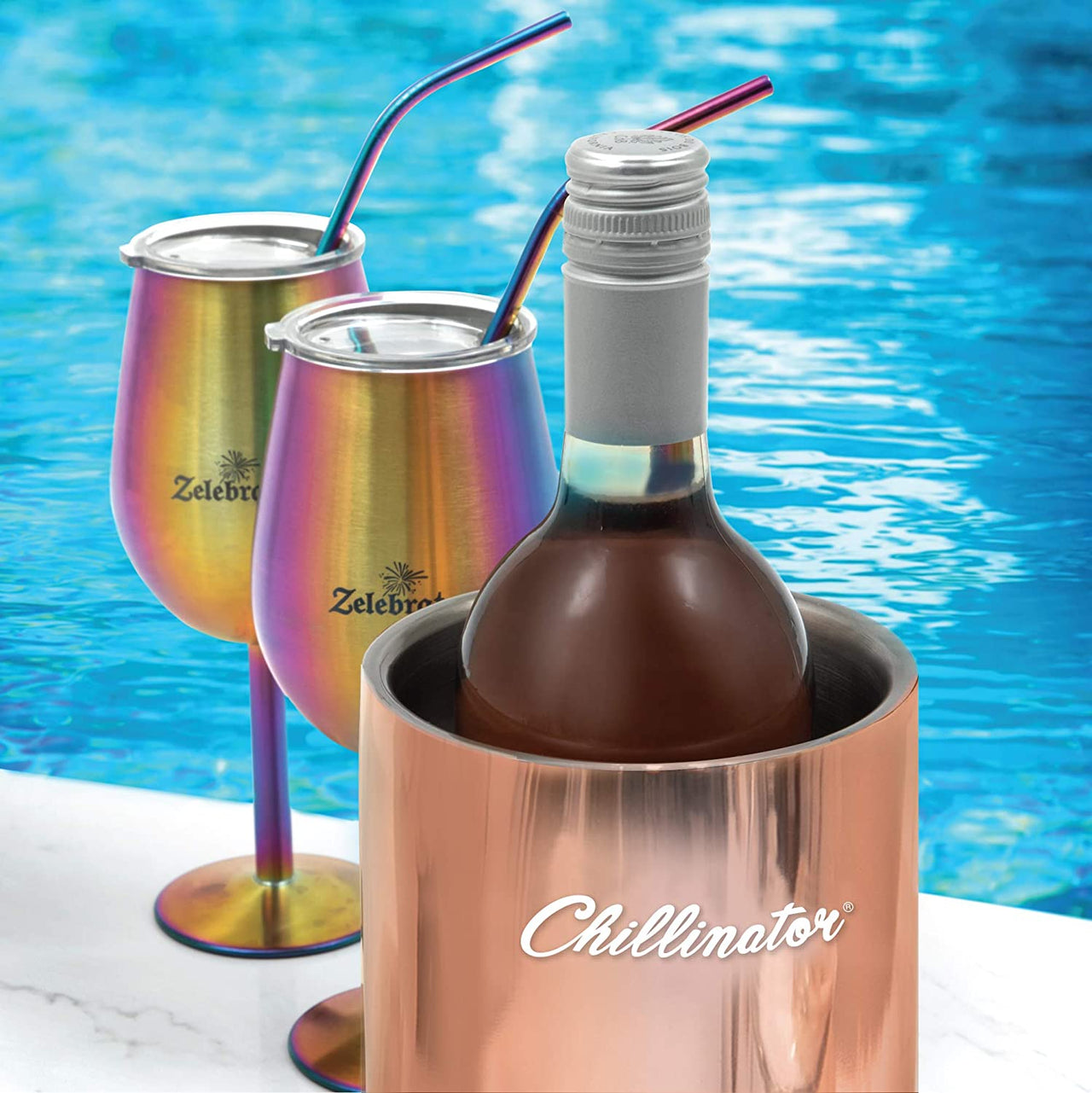 Premium Iceless Wine Chiller Bucket – Champagne Bucket - Insulated Double Walled to Keep 750Ml White Wine Bottles Colder for Longer Wine Bottle Cooler Bucket or Champagne Chiller (Copper)