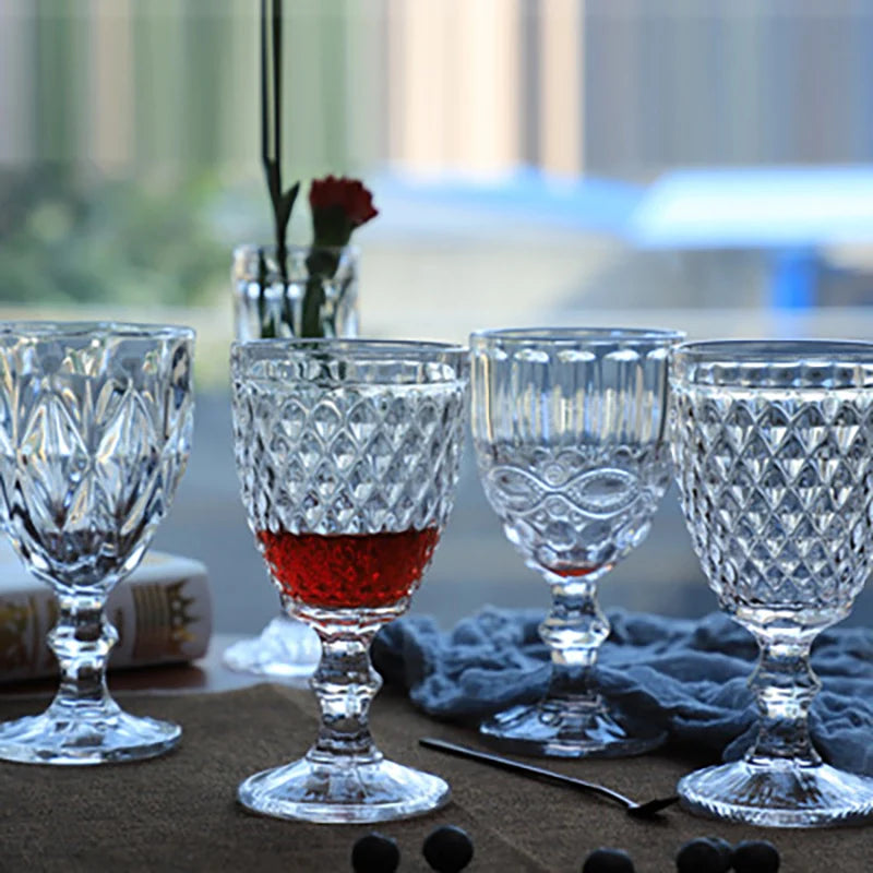 Retro Colored Wine Glass Champagne Glasses European Style Goblet Wedding Bar Decorative Stemware