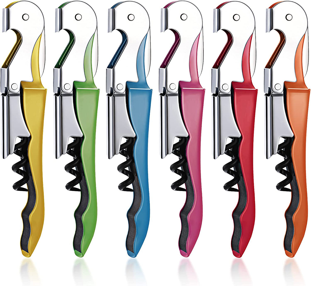 Waiter Corkscrew Wine Openers Wine Key for Bartenders Multi Colored Classic All in One Corkscrew Double Hinged Corkscrew Bottle Opener (6 Pieces)