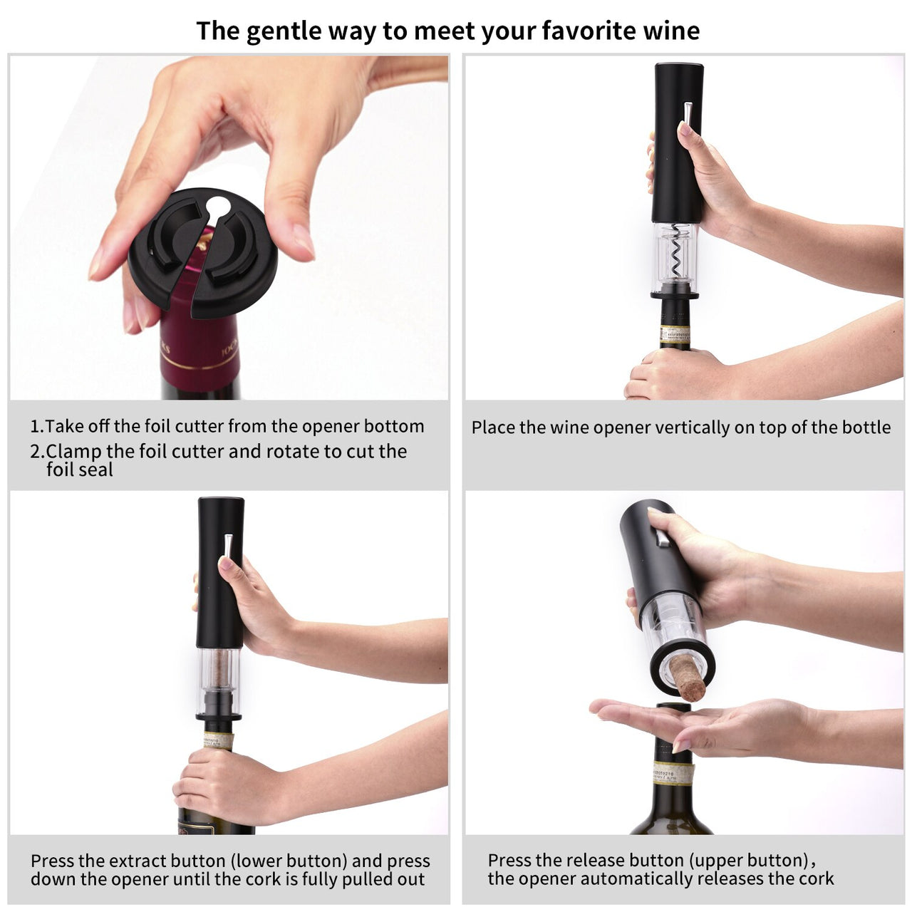 Automatic Bottle Opener Electric Wine Bottle Opener Corkscrew Foil Cutter Set Red Wine Openers Jar Opener Kitchen Accessories