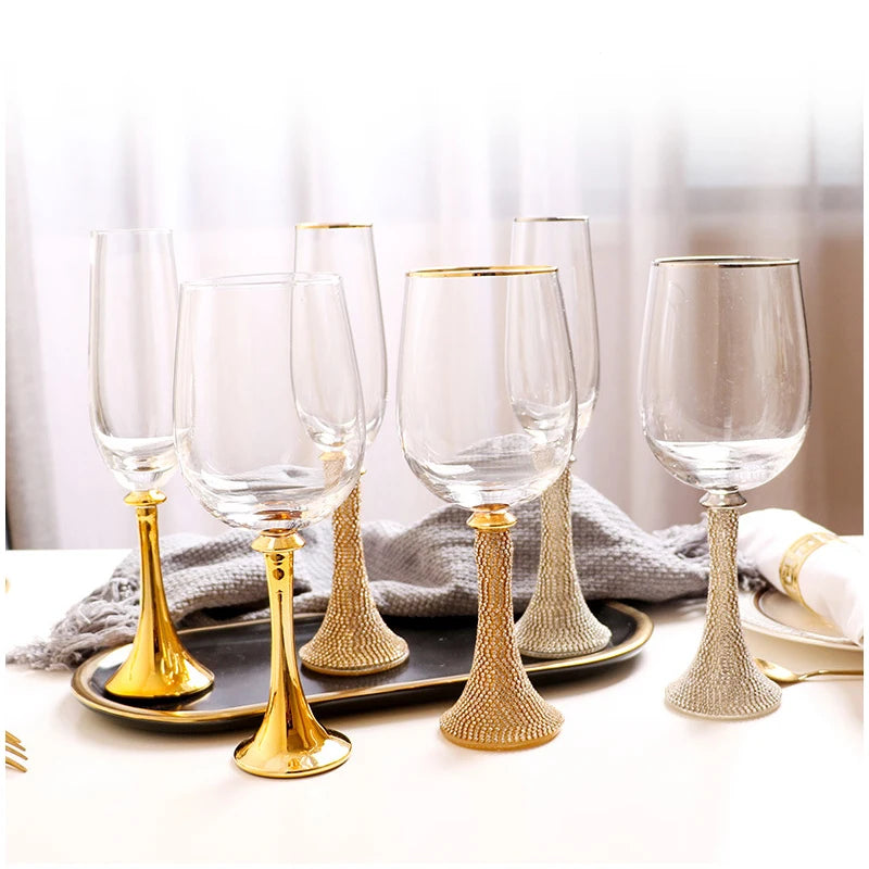 Creative Glass with Diamond Wine Glass Crystal Tall Wine Glass Champagne Glass Home Restaurant Wine Glass Party Banquet Glass