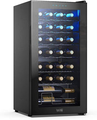 Thumbnail for 28 Bottle Wine Cooler Refrigerator Compressor Wine Fridge Freestanding Quiet Operation 41°F-64°F Cooling Wine Cellar Digital Touch Display Uv-Protective Finish Auto-Defrost Double-Layer Glass Door