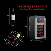 Thumbnail for Wine Fridge Dual Zone,18 Bottles Wine Cooler Refrigerator Chiller Upper Zone 46F-54F Lower Zone 54F-65F for Red White Wine Champagne in Home Office Bedroom Countertop （18 Bottles,Black