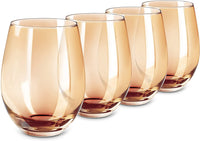 Thumbnail for Amber Stemless Wine Glass(Set of 4)-20 Ounces,Colored Water Juice Drinking Glasses,All-Purpose Glass Wine Tumblers,No Stem Glass Beverage Cups,Perfect for Home,Bar,Restaurants and Parties