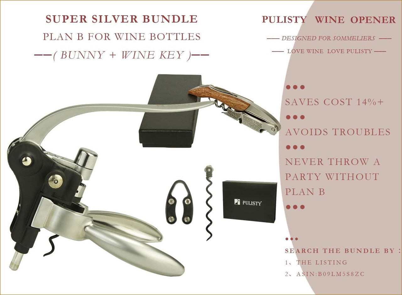 Bunny Wine Bottle Opener Set with Stand (Silver or Gold),3 Options+Bundles, Screwpull Wine Opener Set, Corkscrews for Wine Bottles, Wine Corkscrew Wine Opener, Easy Wine Opener Manual