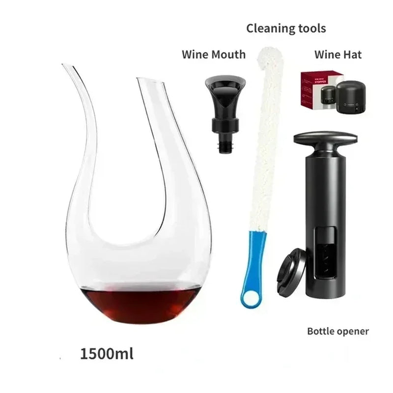 High Grade 1500ML Crystal U-Shaped Wine Decanter Gift Box Harp Swan Decanter Creative Wine Separator Wine Set Decanter Set