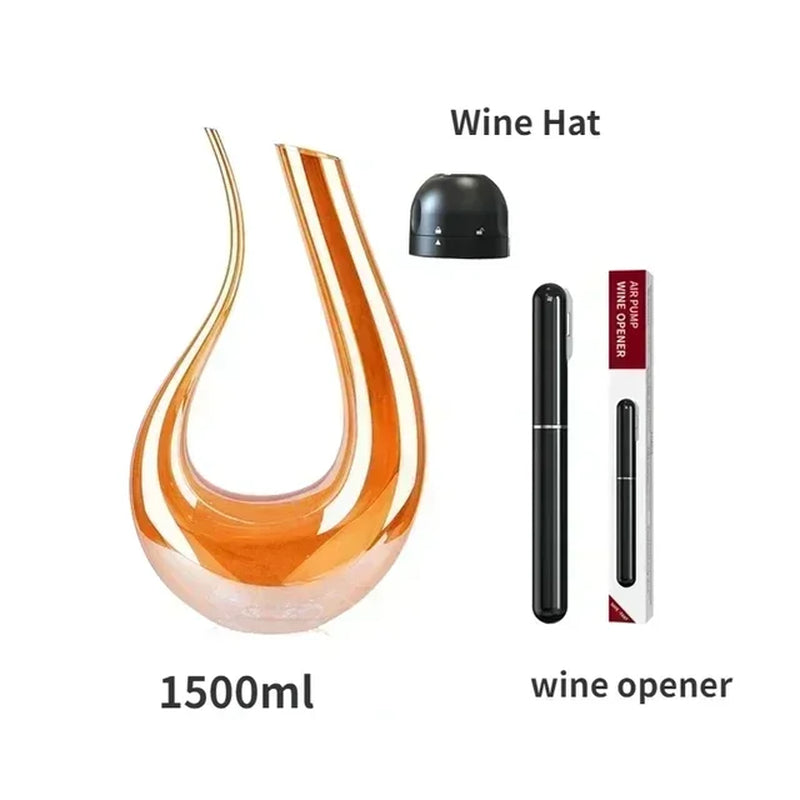 High Grade 1500ML Crystal U-Shaped Wine Decanter Gift Box Harp Swan Decanter Creative Wine Separator Wine Set Decanter Set