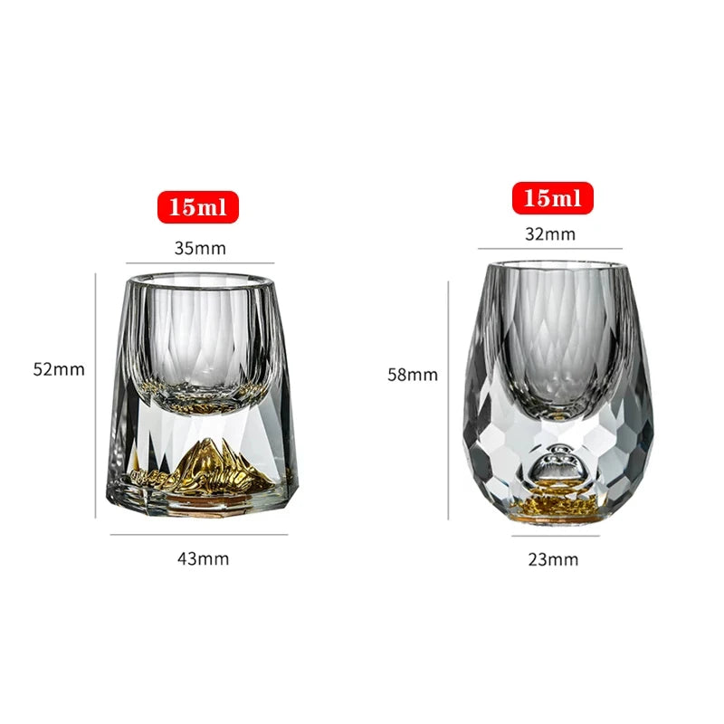 Crystal Glass Shochu Glass Vodka Glass Bar Bullet Glass Liqueur Shot Glass Double Bottom Gold Foil Glass Tea Cup Gold Wine Glass