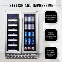 Thumbnail for Wine and Beverage Refrigerator, Wine Cooler 20 Bottles&78 Cans 24’’, Built-In/Freestanding Dual Zone Wine Fridge with Glass Door Removable Shelves for Home/Bar/Office Quiet