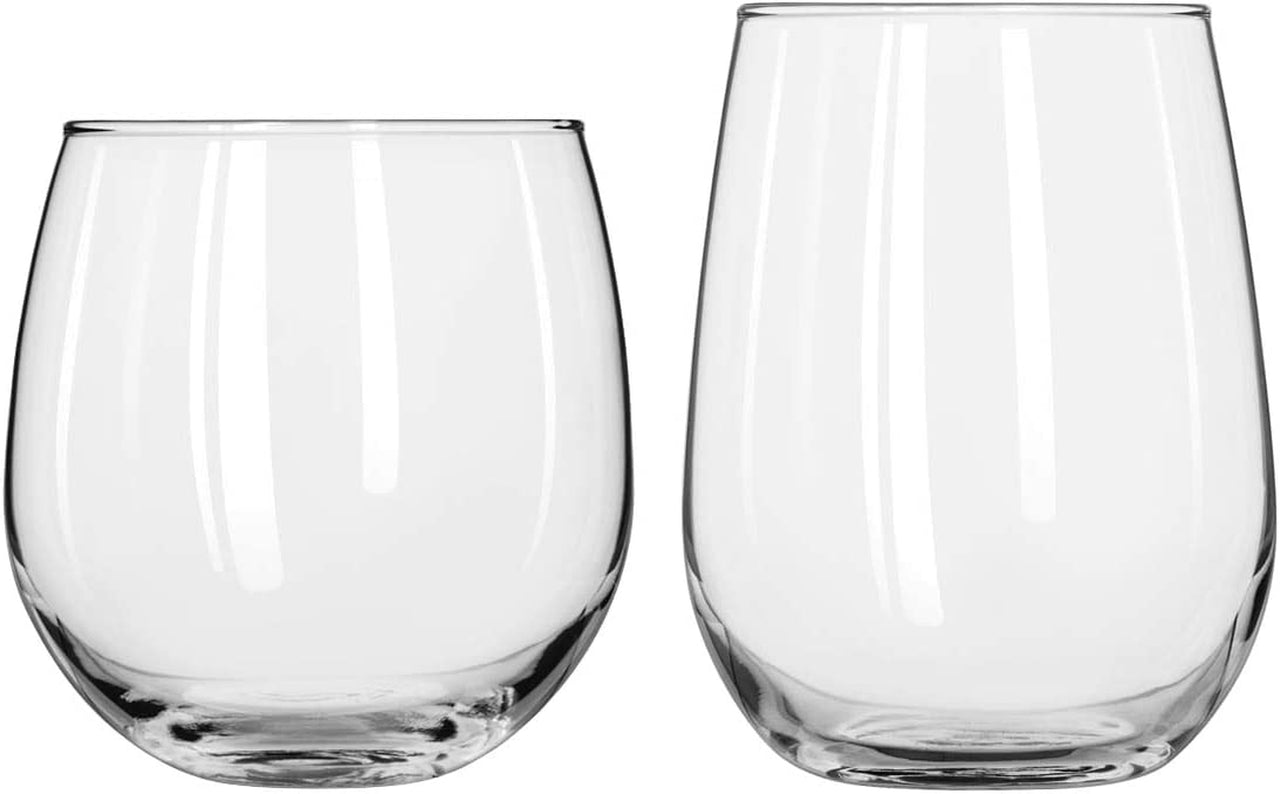 Stemless 12-Piece Wine Glass Party Set for Red and White Wines