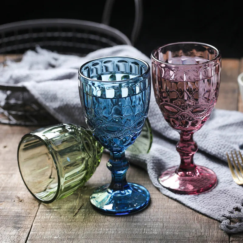 Retro Colored Wine Glass European Style Goblet Wedding Bar Decorative Stemware Hot Selling 2021