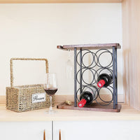 Thumbnail for Countertop Wine Rack,Wine Rack with Glass Holder ,Wood Wine Bottle Holder Storage Rack Stand Perfect for Home Decor & Kitchen